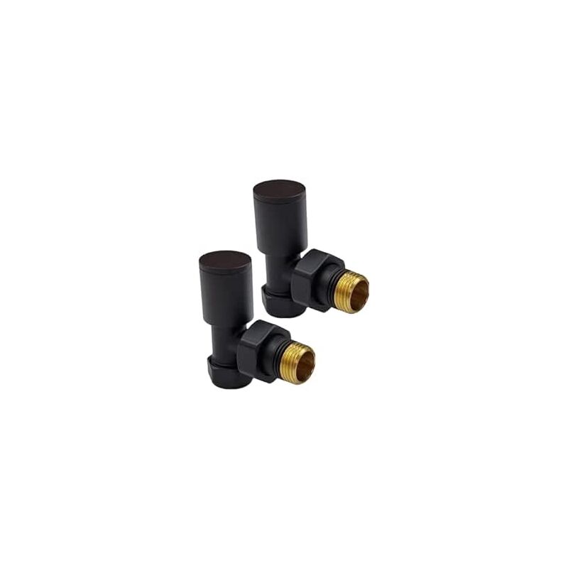 Image of Kirby Black Angled Towel Rail Valves&hellip;