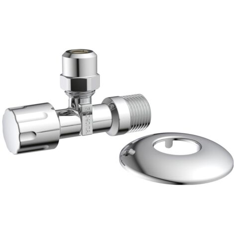 KIRCHHOFF Eckventil, 1/2"AG x 3/8"AG x 10 mmQ, mit Schubrosette