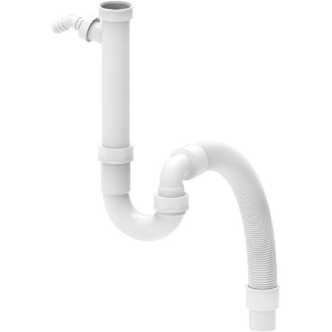 KIRCHHOFF KS Flex-Spültisch- Röhrensiphon, Weiß, 1 1/2IG x DN 40/50 mm, mit 3/4 Geräteanschluss