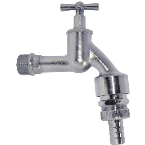 KIRCHHOFF MS Auslaufventil Knebelgriff, Chrom matt, 1/2AG x 3/4AG x 1/2T, Rohrbelüf., Rückflu.verh.