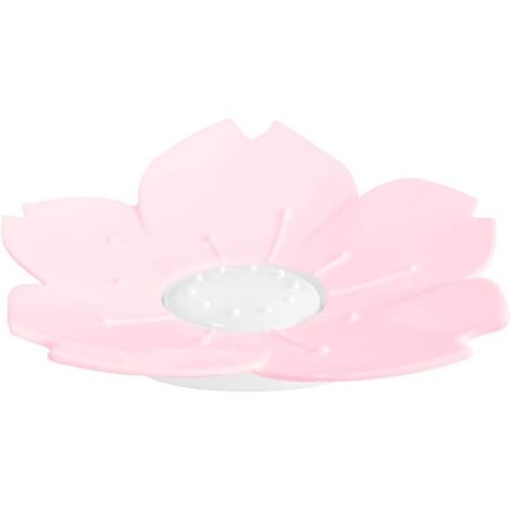 Kirschblütenförmige Seifenschale mit Ablauf, dekorative Doppelschicht-Seifenschale, Badezimmer, Küchenseifenschale, 2 Farben (Rosa)