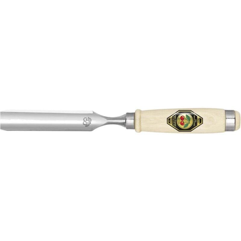 Kirschen - Gouge largeur de lame 16 mm av 2 viroles acier manche en hêtre blanc forme Ulm