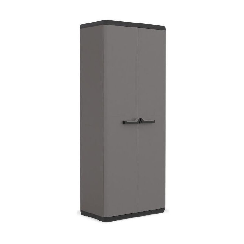 Armoire de rangement Piu haute - 68 x 39 x 166 cm - Gris anthracite et noir - KIS