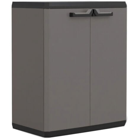 KIS Armoire de rangement basse Più - 68 x 39 x 83 cm - Gris anthracite et noir