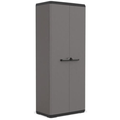 KIS Armoire de rangement Piu haute - 68 x 39 x 166 cm - Gris anthracite et noir