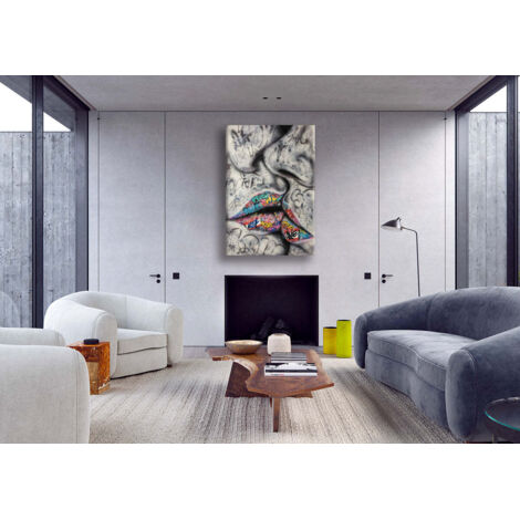 Kiss -  Quadro Canvas Contemporaneo su telaio in legno - Misura: 70x100 cm