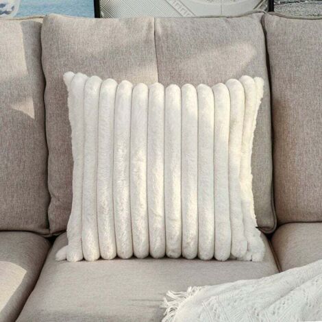 Kissen und Kissenbezug, 2er-Set dekorative, flauschige Kissenbezüge aus Kunstfell mit flauschigen Streifen, weiche Kissenbezüge für Sofa, Couch, Schlafzimmer, 45 x 45 cm