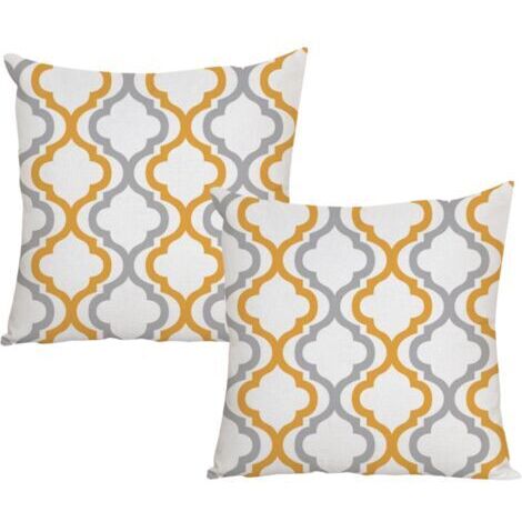 Kissenbezüge 45 x 45 cm - Set aus zwei Teilen, Seidenstickerei und Perlenverzierungen, geometrischer Art-Deco-Stil, ideal für Sofas und Polstermöbel.
