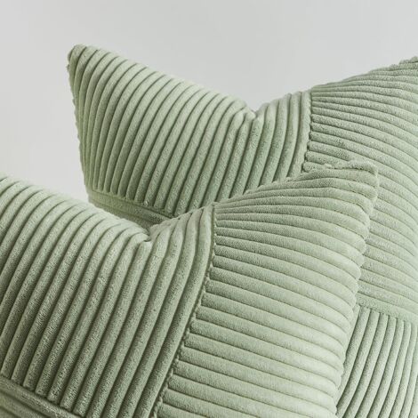 Kissenbezug 40x40 Grün frühling Kordsamt 2er Set Windmühle Patchwork Kissenbezüge Kissenhülle Zierkissenbezüge für Sofakissen Dekokissen Wohnzimmer Bett Sofa Schlafzimmer Bett