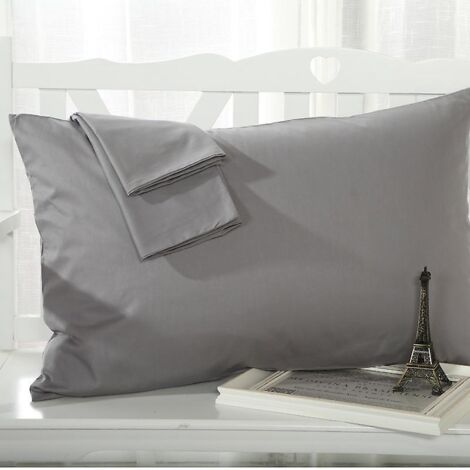 Kissenbezug 48x74cm - 2er-Set, 100% Mikrofaser, superweich, milbenresistent, hypoallergen (grau)