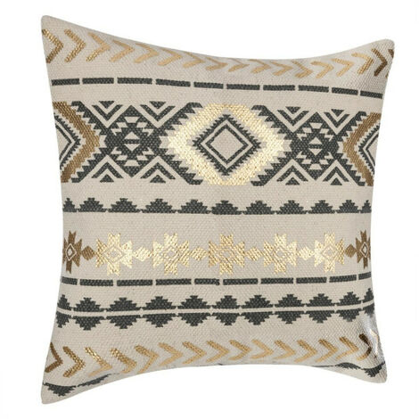 Kissenbezug gold und grau ethnisch 40 x 40 cm