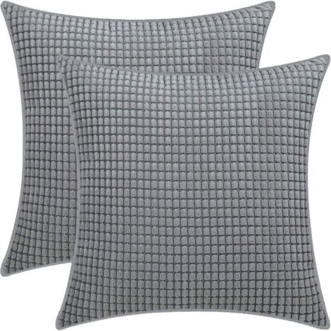 Kissenbezug mit Maiskornmuster, weicher Cord-Kissenbezug, Sofakissenbezug für Wohnzimmer, Schlafzimmer, Dekoration (2 Stück, dunkelgrau, 45 x 45 cm)