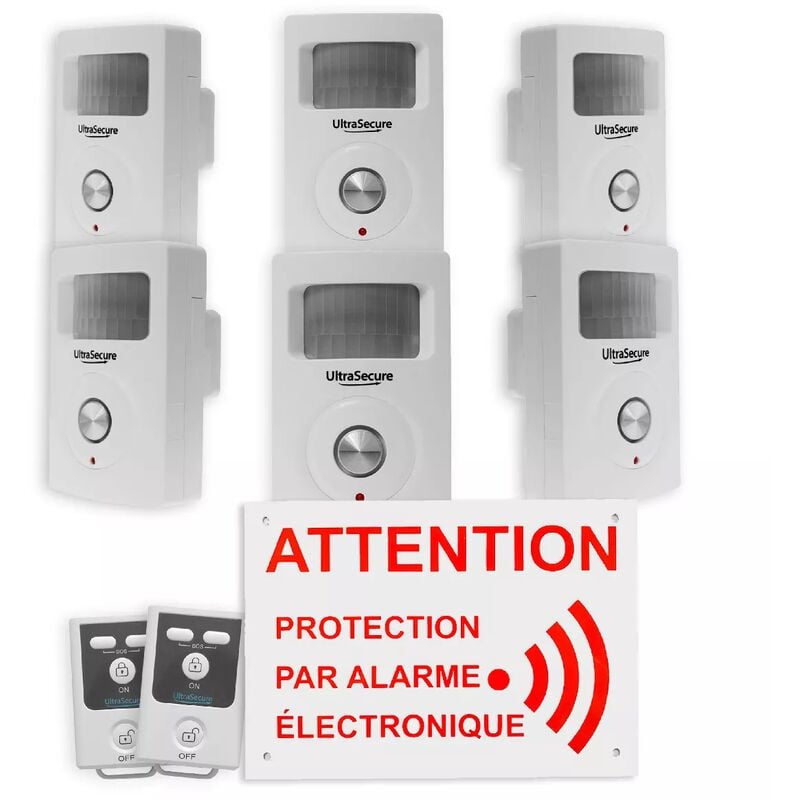 Ultra Secure - Kit anti-squat dissuasif 100% sans-fil autonome - 6 détections mouvement / 6 sirènes / 2 télécommandes (gamme bt)