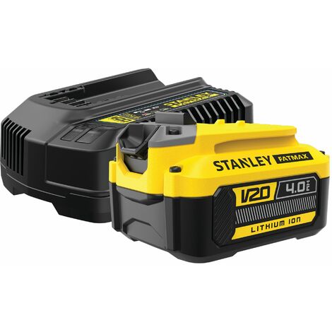 STANLEY FATMAX SFMCB14-QW Ladegerät Kompatibel mit allen 18 V 4 Ah Akkus der neuen V20-Generation