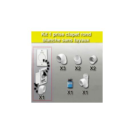 Kit 1 prise clapet rond sans tuyau - couleur au choix - blanc