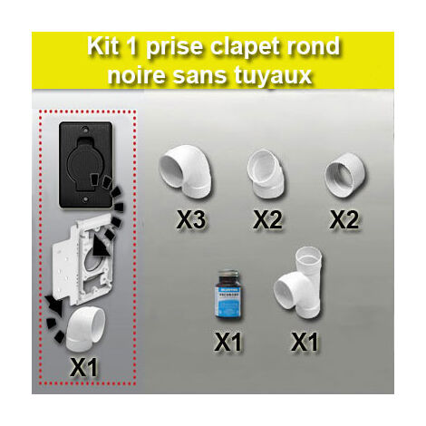Kit 1 prise clapet rond sans tuyau - couleur au choix - noir