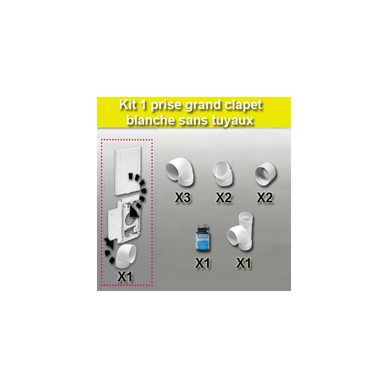 Atepac - Kit 1 prise grand clapet sans tuyau - couleur au choix - blanc