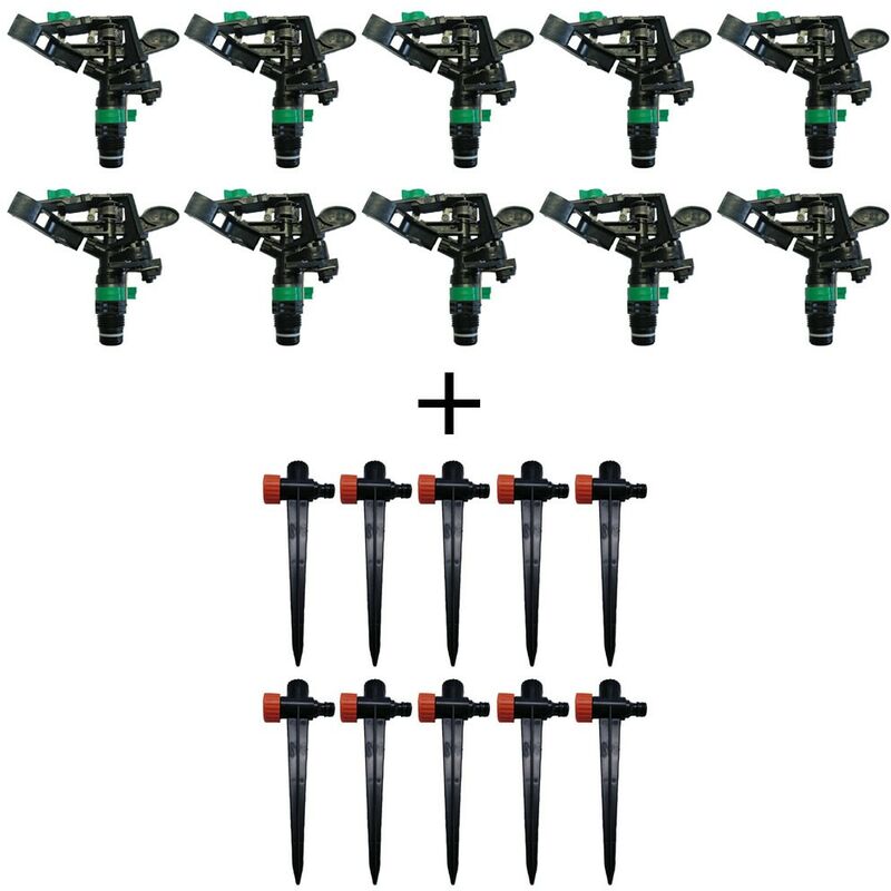 

Kit 10 aspersores agricolas sectoriales 1/2' + 10 Pinchos Porta aspersor