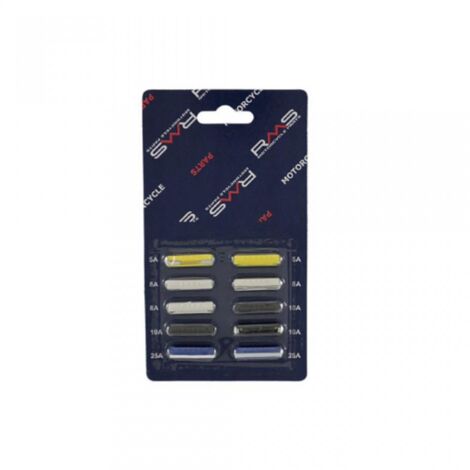 Kit 10 fusible navette longueur 25mm RMS 5A à 25A pour auto moto