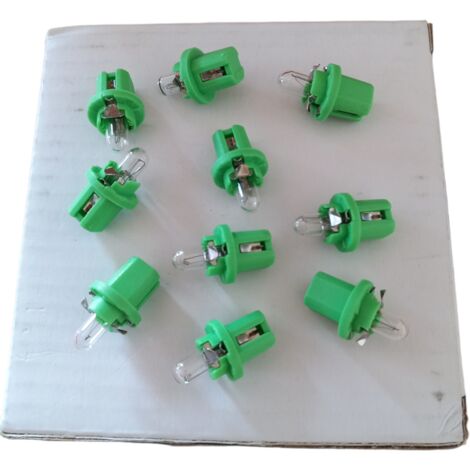 Kit 10 lampadine per cruscotto modello bx8,5d-1,25mm 12v  2,0w verde/green