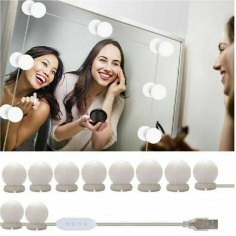 Kit 10 Pezzi Lampadine Luci Led Rotondi Per Specchio Trucco Make Up Bagno