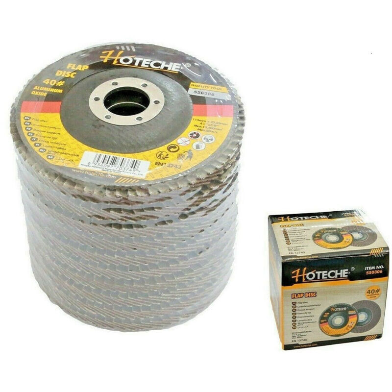 Trade Shop - Set 10 Disco Abrasivo Lamellare Diametro 115x22.23mm Grana 40 Per Smerigliatrice -