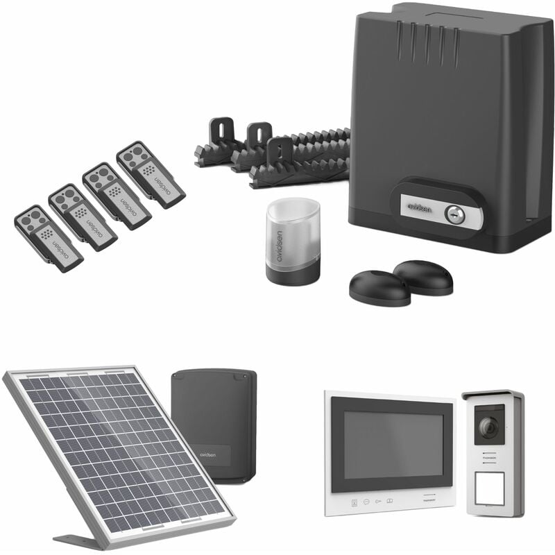 Avidsen - Kit 100% solaire moteur coulissant OREA550 + visiophone sans fil Thomson AIr -