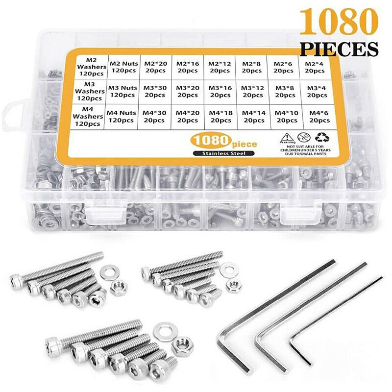 Kit 1080 pezzi Viti per cavi a testa esagonale con...