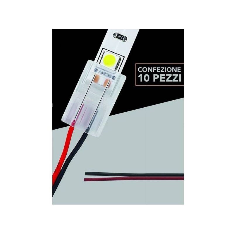 Image of Trade Shop - Kit 10pz Connettore Alimentazione Striscia Strip Led Monocolore 2pin 10mm Cn10-cv
