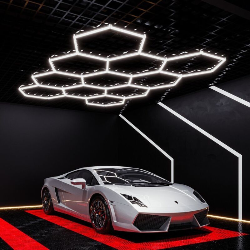 Kit 11 éclairages LED Hexagonal 385W - 120lm/W - Blanc Froid 600