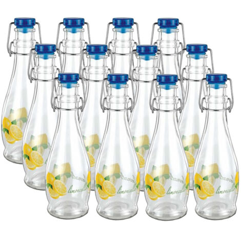 KIT 12 BOTTIGLIE PER LIMONCELLO 350 ML IN VETRO CON TAPPO A CHIUSURA ERMETICA