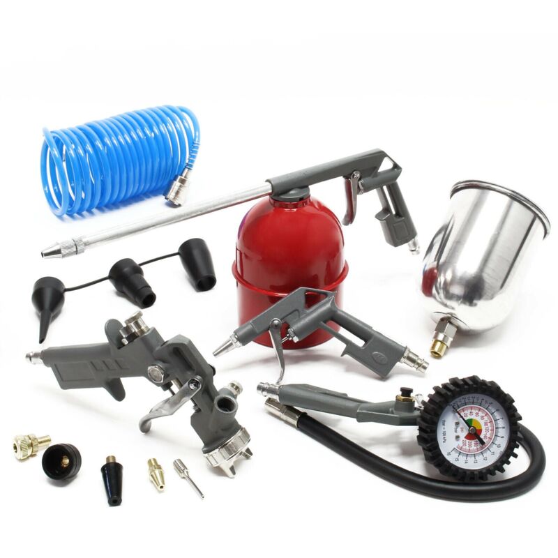 Helloshop26 - Kit 13 pieces outils à air comprimé pneumatique buses tuyau spiralé