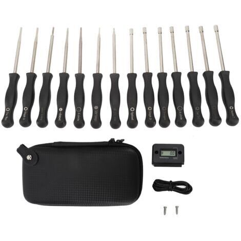 Kit 14 Outils Réglage Carburateur pour Moteurs 2 Temps Compatibles avec Tronçonneuses et Taille-Haies - Tachymètre Batterie Incluse-