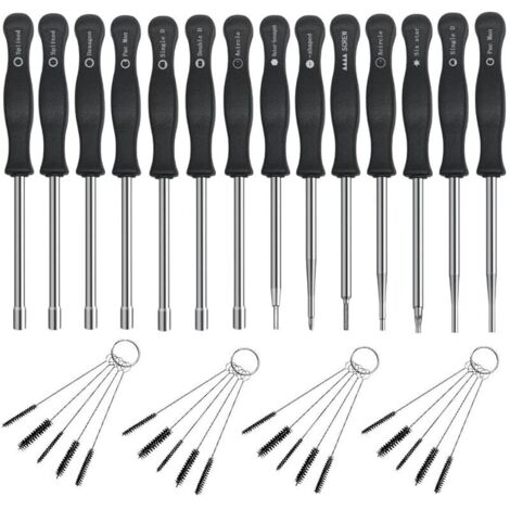 Kit 14 Outils Réglage Carburateur pour Moteurs 2 Temps – Echo Stihl Husqvarna Poulan MTD – Tronçonneuse Débroussailleuse Souffleur – Avec Brosses de Nettoyage