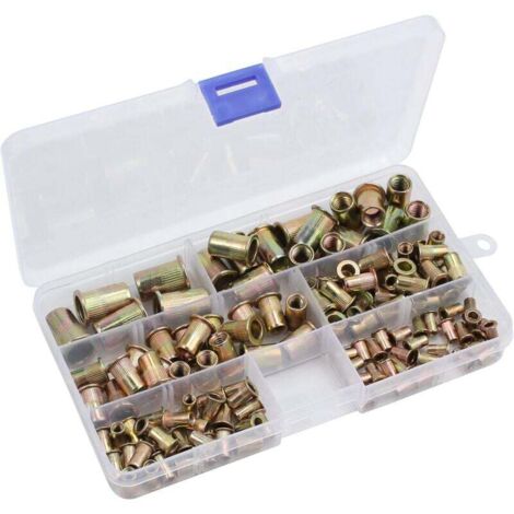 Kit 150 Pièces écrous Filetés Assortis M3 / M4 / M5 / M6 / M8 / M10 Rivets Filetés en Acier au Carbone Galvanisé pour Riveteuse