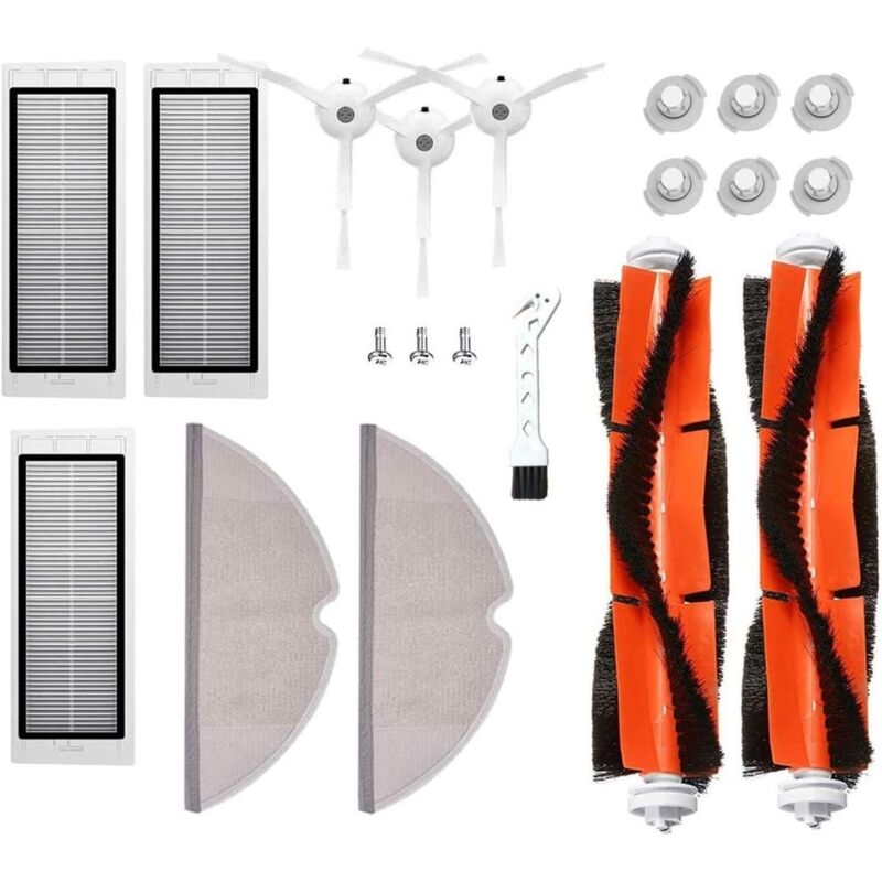 KZQ - Kit 17 Pièces de Rechange pour Roborock S50 S51 S55 S5 S6 - Accessoires pour Robot aspirateur Xiaomi mi Mijia - Brosse Principale, Brosse