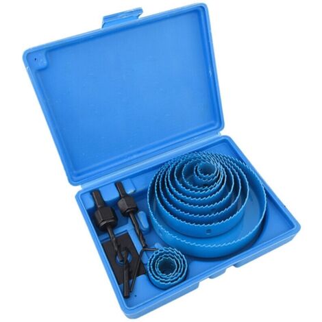 Kit 17 scies cloches bimétalliques - 19-127mm - Acier carbone - Pour bois et placoplâtre - Boîte rangement incluse