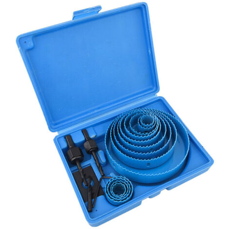 Kit 17 scies cloches bimétalliques - 19-127mm - Acier carbone - Pour bois et placoplâtre - Boîte rangement incluse