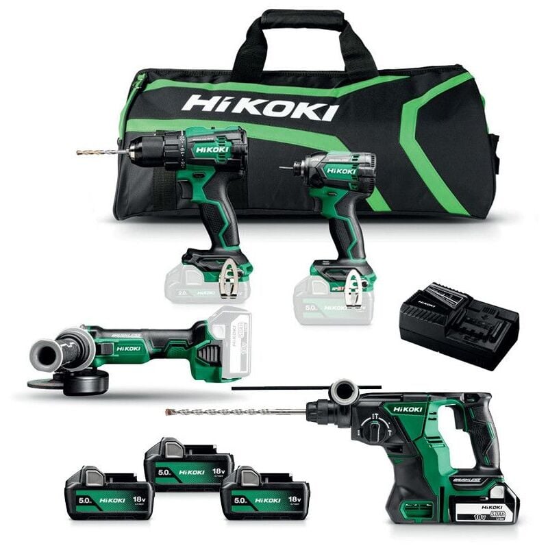 Hikoki - Pack 4 outils 18V 3x5 Ah (DS18DE+WH18DC+G18DBL+DH1826DA) - KC18DEWHZ