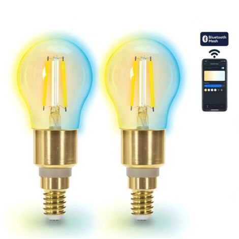 Kit 2 Ampoules Bluetooth Smart Mesh G45 E14 4,5W CCT Ajustables + Télécommande