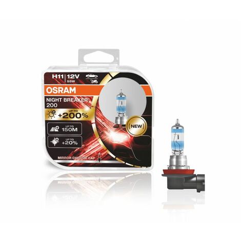 Kit 2 Ampoules Halogène auto Osram NIGHT BREAKER® 200 H11 64211NB200-HCB