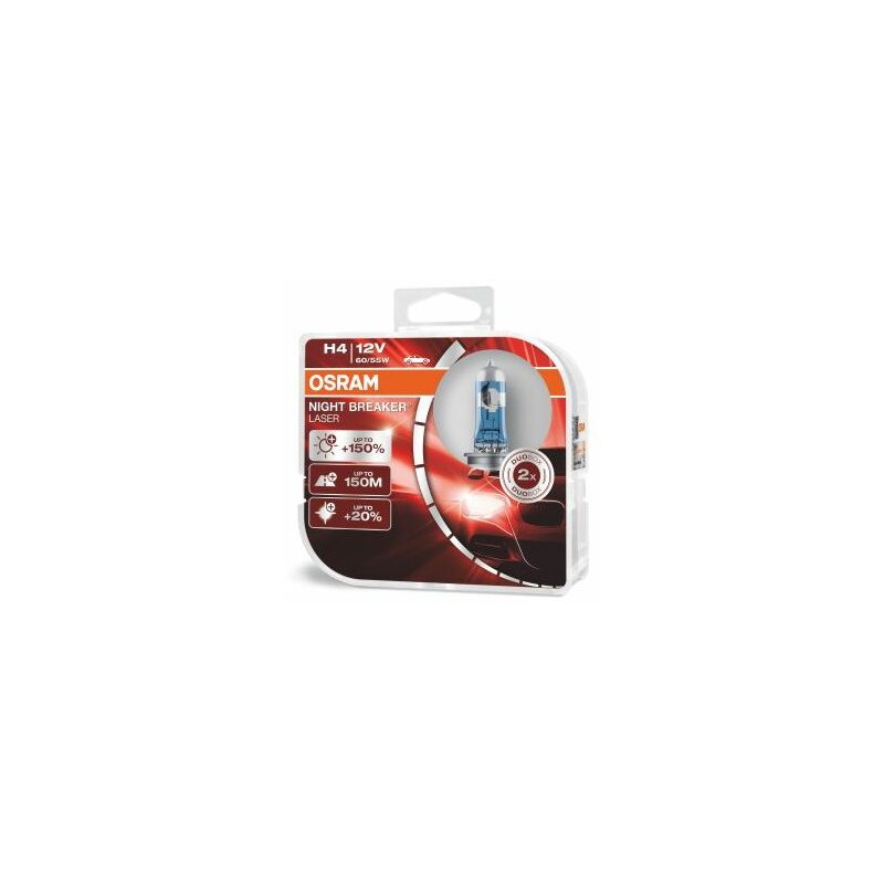Kit 2 Ampoules halogène auto Osram NIGHT BREAKER® LASER H4 12V 64193NL-HCB - Transparent