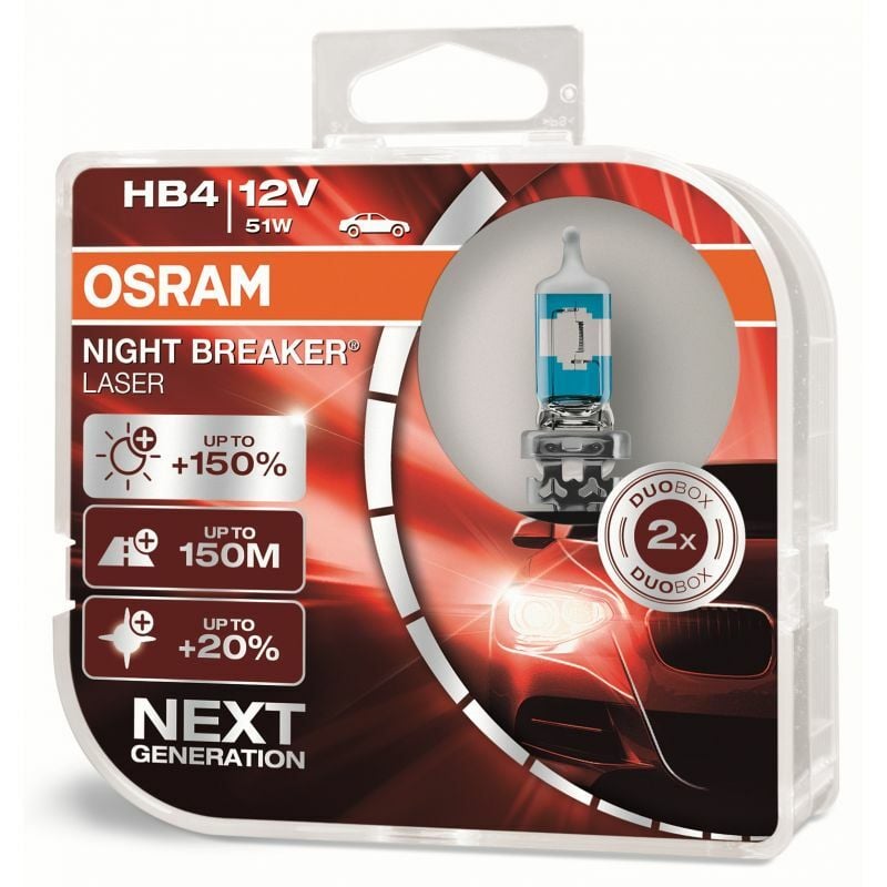 Kit 2 Ampoules Halogène auto Osram night breaker® laser HB4 12V 9006NL-HCB