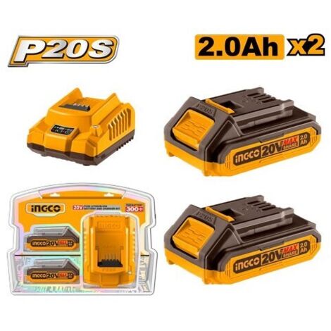 KIT 2 BATTERIE + CARICABATTERIA 2Ah (FBLI2001+FCLI2001E) INGCO