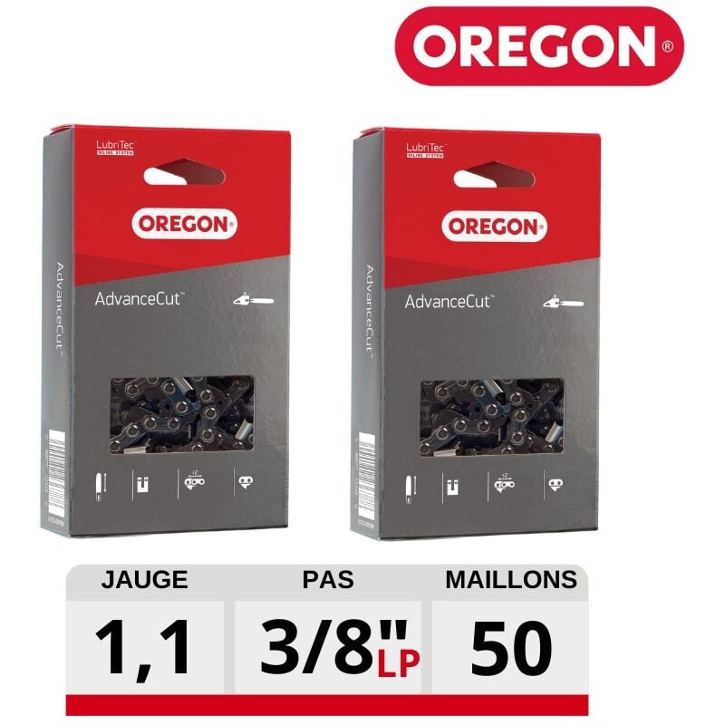 Oregon - Kit 2 chaines tronçonneuse advanceCut 3/8LP 043 50 dents