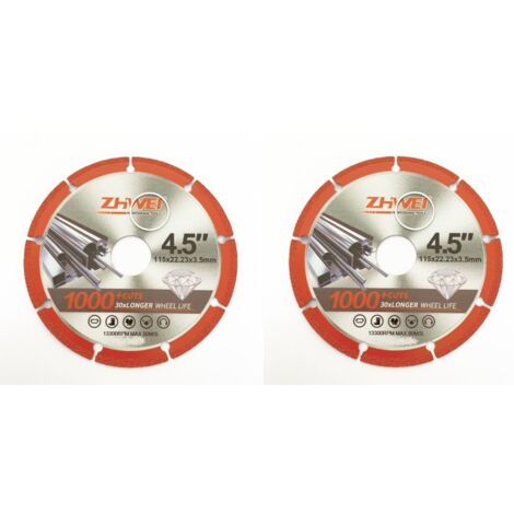 KIT 2 DISCO DISCHI METALLO FERRO TAGLIO 115 x 22.23 x 3.5 mm 4,5&quot DIAMANTATO SMERIGLIATRICE 329zh