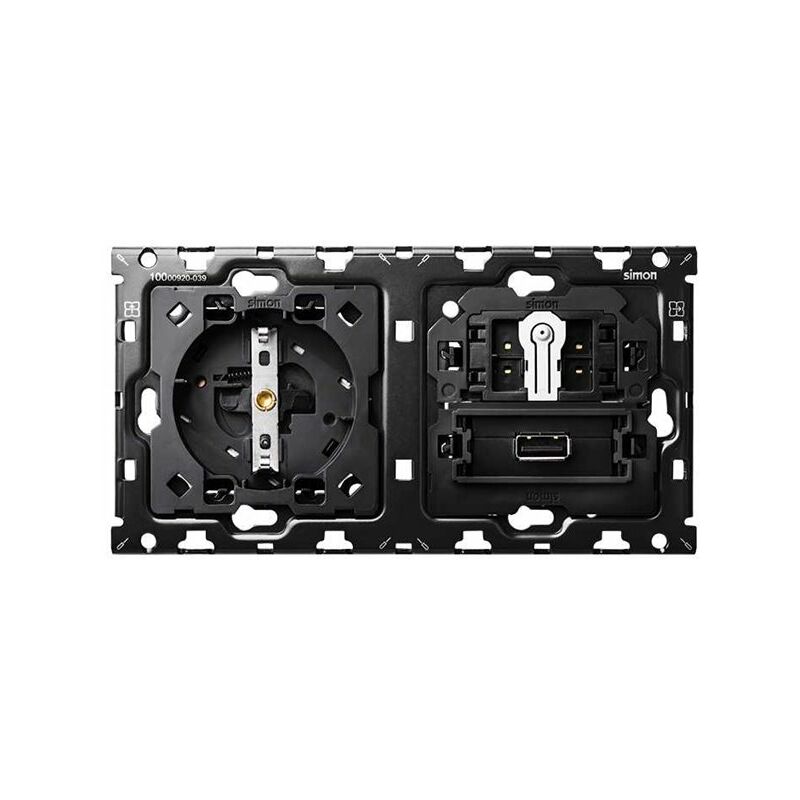 

Kit Back 2 elementos 100 con 1 base de enchufe schuko,1 cruzamientor pulsante y 1 cargador USB 2.1A 10010207-039 - Simon