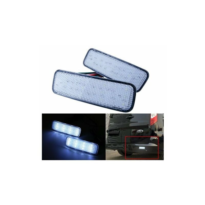 Image of Kit 2 Fanali Posteriori A Led Trasparente Con Luce Bianco e Rosso Per Ford Transit Tourneo Custom Courier
