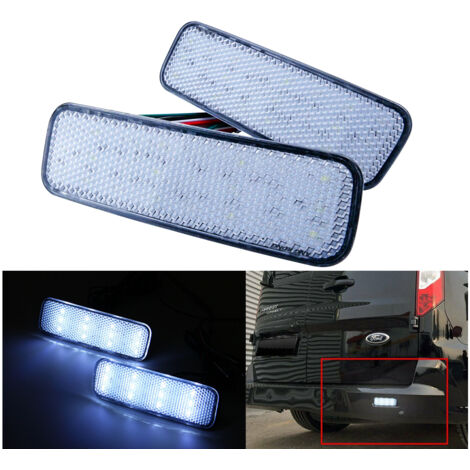 Kit 2 Fanali Posteriori A Led Trasparente Con Luce Bianco e Rosso Per Ford Transit Tourneo Custom Courier