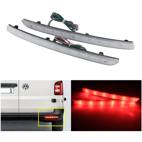 Kit 2 Fanali Posteriori A Led Trasparente Luce Rosso Bianco Per VW T5 Transporter Multivan 2012-2015 Caravelle 2014